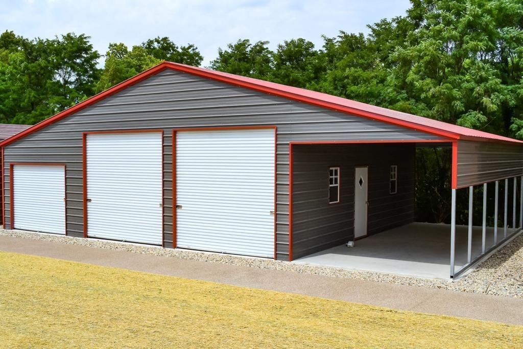 Grey steel garage